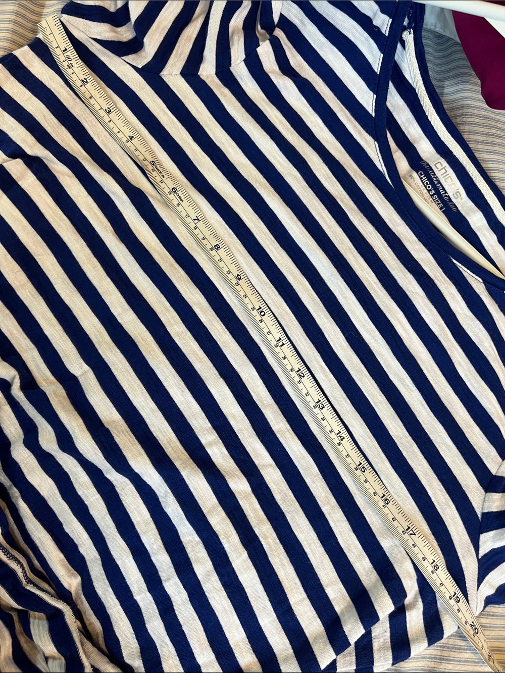 Blue and white striped Chico’s tee - Picture 4 of 7